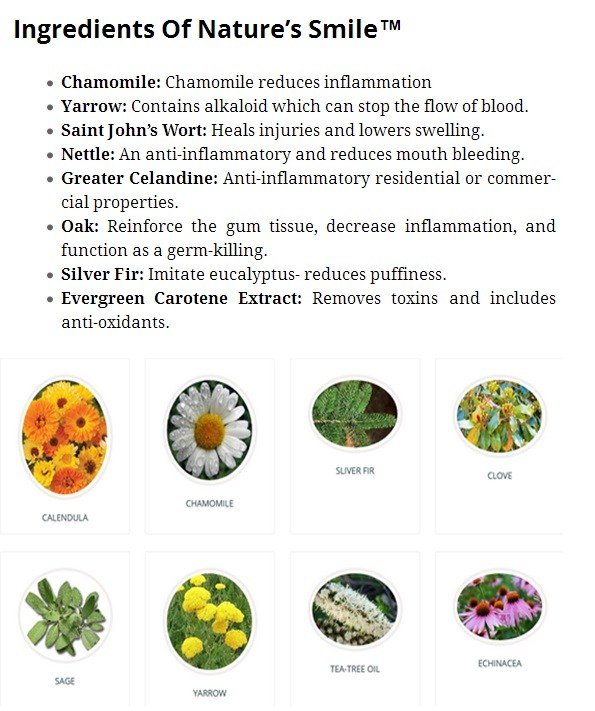 Natures Smile Ingredients
